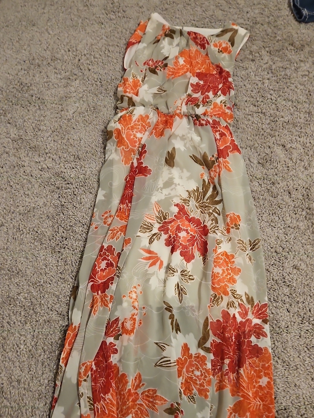 Enfocus Studio Sage Maxi Dress with Orange & Red Floral Print